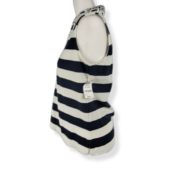 Charter Club Striped Embroidered Top Petite Medium - Picture 2 of 3